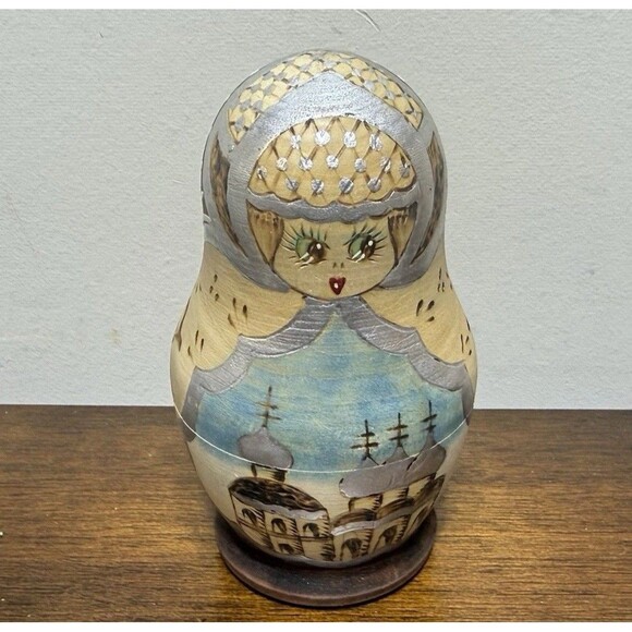 Vintage Hand Painted Russian Matryoshka 5 Piece Set 4.75“ Nesting Dolls Signed - Picture 3 of 6